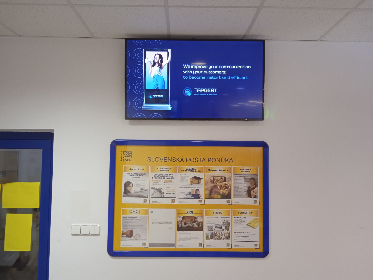 Pošta 1 Šaľa B — DOOH screen at Posta 1 Sala, Šaľa