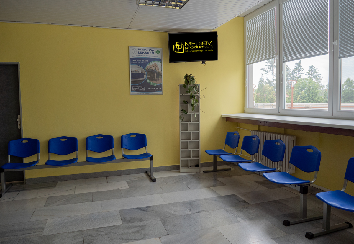 M55 - Cievna chirurgia, diabetická noha - Nemocnica sv. Reimana, ul. Jána Hollého 14, PO — DOOH screen at Fakultná nemocnica J.A. Reimana, Prešov
